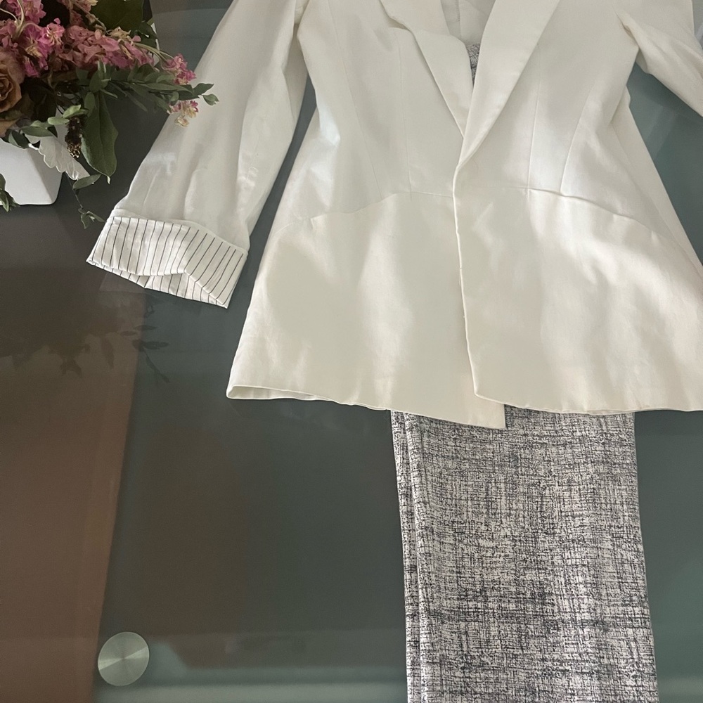 Zara Cream Blazer with Striped Cuffs